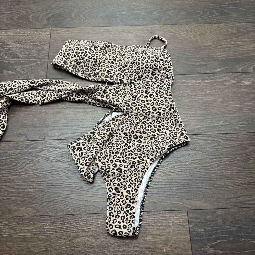 Women’s Large Leopard Side Tie Bikini One Piece